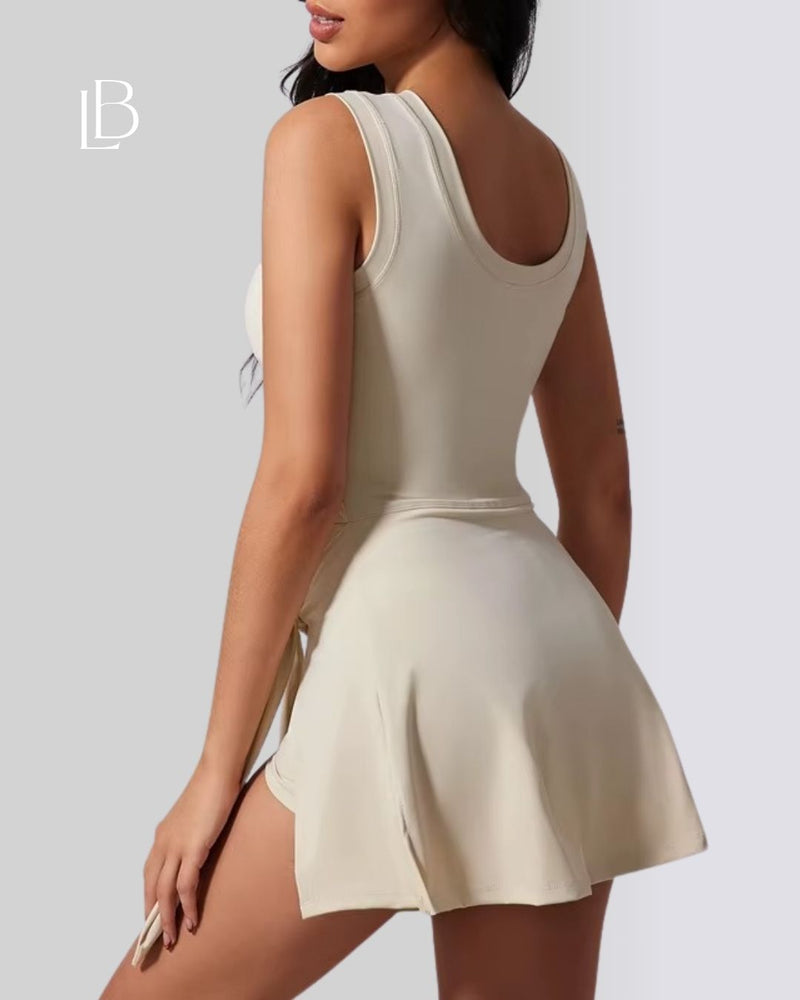Vestido Fitness Move Com Shorts Interno Off White