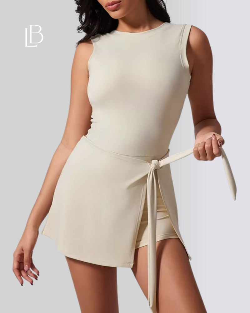 Vestido Fitness Move Com Shorts Interno Off White